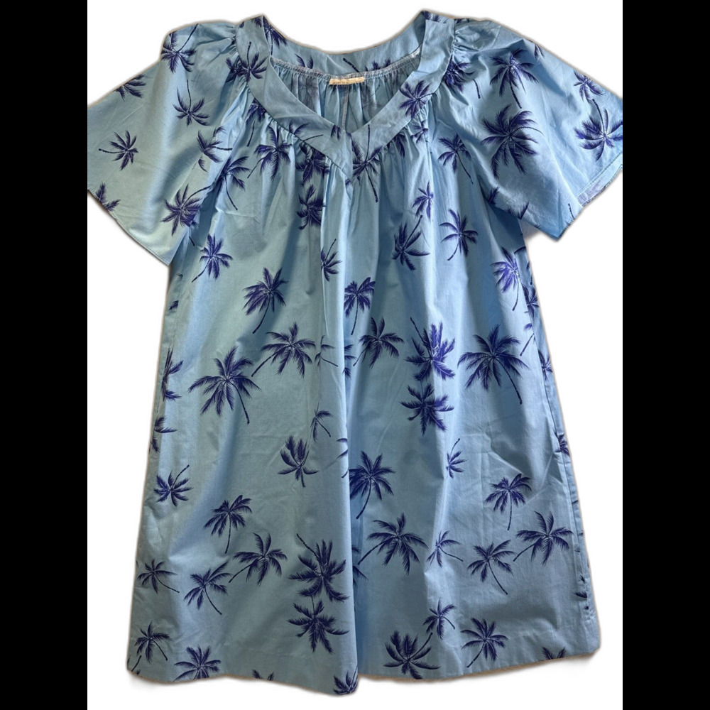 Pacific Legend Hawaii Muumuu Dress XL Palm Tree All Over Print Cotton USA Tiki